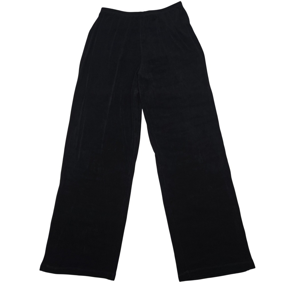 Vintage Carole Little Pants Womens XL Black Slinky Knit Wide Leg 90s Made In USA